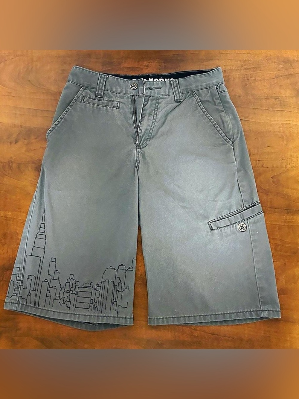 Zoo York Gray Men’s Cargo Shorts with Cityscape Graphic